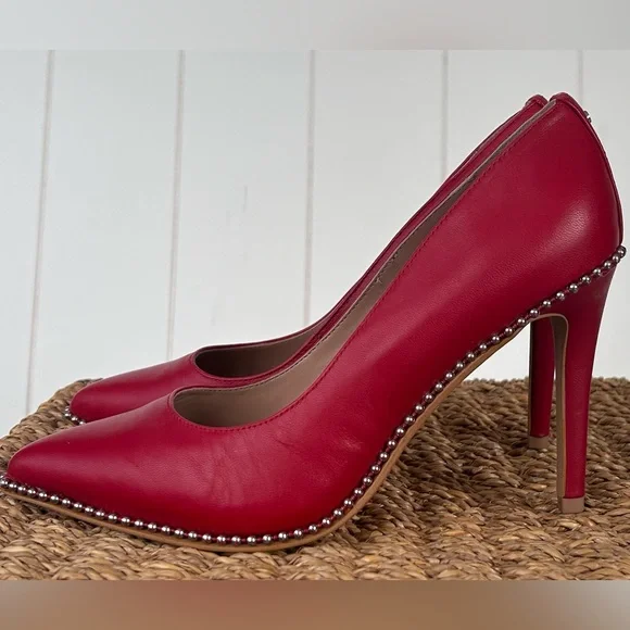 BCBGeneration Women’s‎ Holli Studded Leather Pumps Red with Gold Size 6.5M - Picture 5 of 12